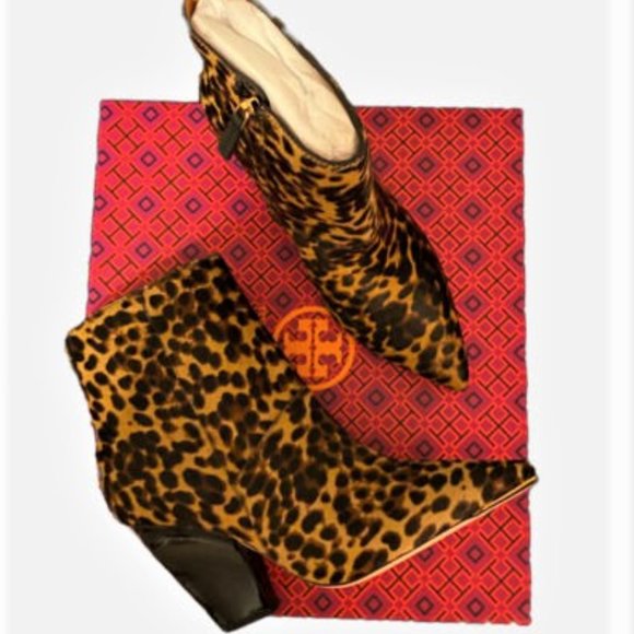 FLASH SALE NIB Tory Burch Lila Real Calf Hair Leopard Ankle Booties MSRP: $560 - Picture 5 of 6
